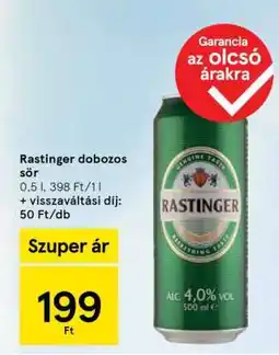 Tesco Rastinger dobozos sör ajánlat