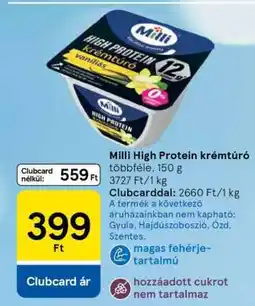 Tesco Milli High Protein krémtúró ajánlat