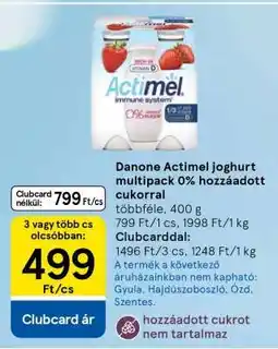 Tesco Danone Actimel joghurt multipack 0% hozzáadott cukorral ajánlat