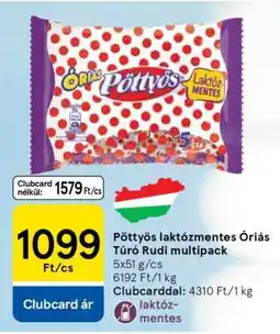 Tesco Pöttyös laktózmentes Óriás Túró Rudi multipack ajánlat