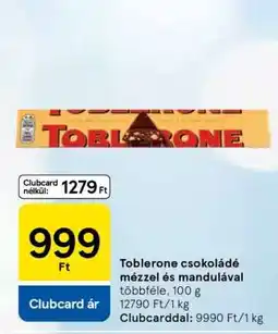 Tesco Toblerone csokoládé mézzel és mandulával ajánlat