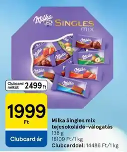 Tesco Milka Singles mix tejcsokoládé-válogatás ajánlat