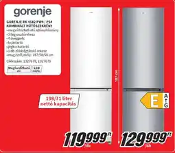 Media Markt Gorenje RK 4182 PW4/PS4 kombinált hűtőszekrény ajánlat
