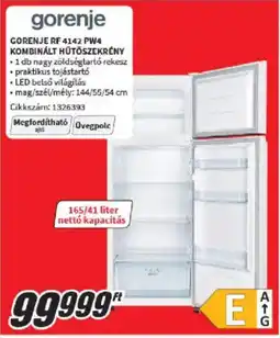 Media Markt Gorenje RF 4142 PW4 kombinált hűtőszekrény ajánlat