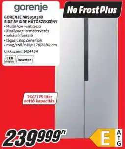 Media Markt Gorenje NRS8182KX Side by Side hűtőszekrény ajánlat
