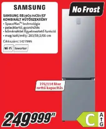 MediaMarkt Samsung RB38C676CS9/EF kombinált hűtőszekrény ajánlat