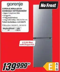 Media Markt Gorenje NRK418ECS4 kombinált hűtőszerkény ajánlat