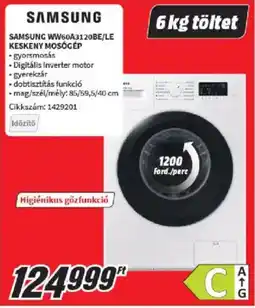 Media Markt Samsung WW60A3120BE/LE keskeny mosógép ajánlat