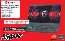 Media Markt MSI Thin 15 Gamer Laptop B7VF-442 9S7-16RK11-442 ajánlat