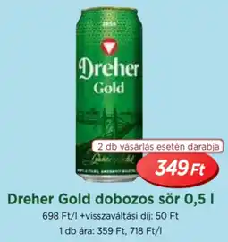 Real Dreher Gold dobozos sör ajánlat