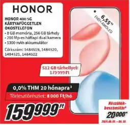 Media Markt Honor 400 SC kártyafüggetlen okostelefon ajánlat