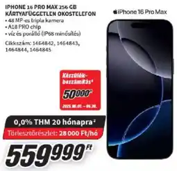 Media Markt IPhone 16 PRO MAX 256 GB kártyafüggetlen okostelefon ajánlat