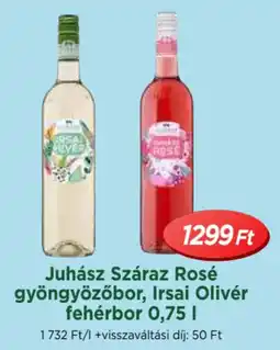 Real Juhász Száraz Rosé gyöngyözőbor, Irsai Olivér fehérbor ajánlat
