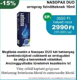 PatikaPlus Nasopax Duo orrspray felnőtteknek ajánlat