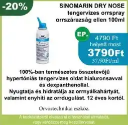 PatikaPlus Sinomarin Dry Nose tengervizes orrspray orrszárazság ellen ajánlat