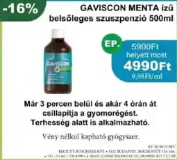 PatikaPlus Gaviscon Menta ízű belsőleges szuszpenzió ajánlat