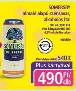 PlusMarket SOMERSBY almalé alapú szénsavas, alkoholos ital ajánlat