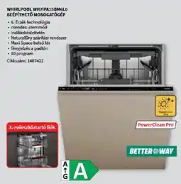Media Markt Whirlpool WH7IPA15BM6L0 beépíthető mosogatógép ajánlat