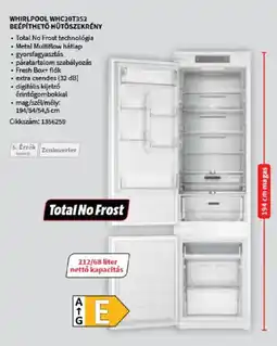 Media Markt Whirlpool WHC20T352 beépíthető hűtőszekrény ajánlat