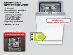 Media Markt Bosch SPV4EMX24E beépíthető mosogatógép ajánlat