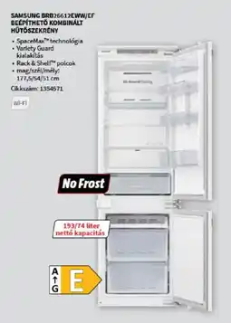 Media Markt Samsung BRB26612EWW/EF beépíthető kombinált hűtőszekrény ajánlat