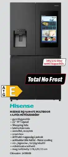 Media Markt Hisense RQ760N4IFE multidoor 4 ajtós hűtőszekrény ajánlat
