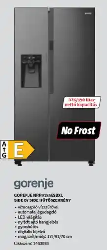 Media Markt Gorenje NRR9185ESBXL Side by Side hűtőszekrény ajánlat