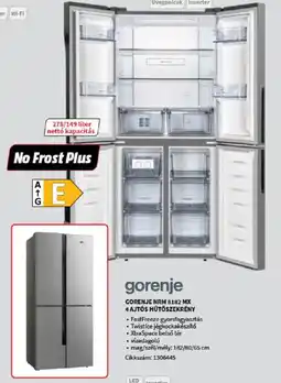 Media Markt Gorenje NRM8182MX 4 ajtós hűtőszekrény ajánlat