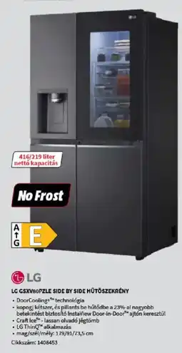 Media Markt LG GSXV80PZLE Side by Side hűtőszekrény ajánlat