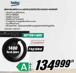 Media Markt Beko BM3WFSU37413WPBB elöltöltős keskeny mosógép ajánlat