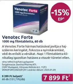 Benu Gyógyszertárak Venotec Forte filmtabletta ajánlat