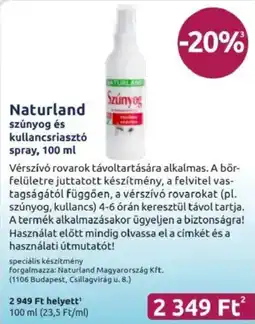 Benu Gyógyszertárak Naturland szúnyog és kullancsriasztó spray ajánlat