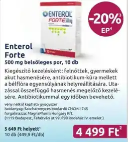 Benu Gyógyszertárak Enterol Forte belsőleges por ajánlat