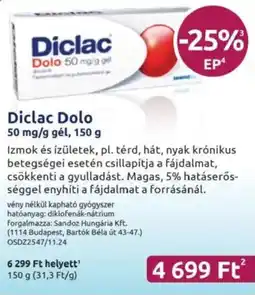 Benu Gyógyszertárak Diclac Dolo gél ajánlat