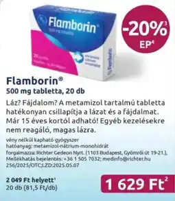 Benu Gyógyszertárak Flamborin tabletta ajánlat