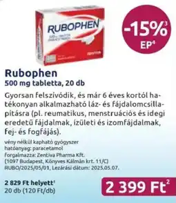 Benu Gyógyszertárak Rubophen tabletta ajánlat