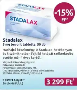 Benu Gyógyszertárak Stadalax bevont tabletta ajánlat