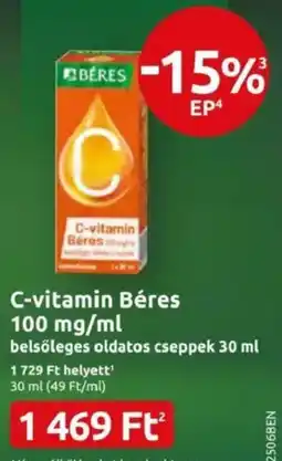 Benu Gyógyszertárak C-vitamin Béres belsőleges oldatos cseppek ajánlat