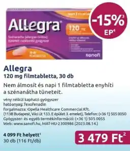 Benu Gyógyszertárak Allegra filmtabletta ajánlat