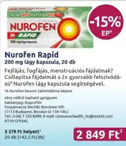 Benu Gyógyszertárak Nurofen Rapid lágy kapszula ajánlat