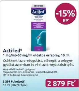 Benu Gyógyszertárak Actife doldatos orrspray ajánlat