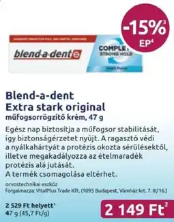 Benu Gyógyszertárak Blend-a-dent Extra stark original műfogsorrögzítő krém ajánlat