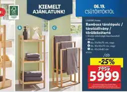 Lidl LIVARNO home Bambusz tárolópolc / tárolóállvány / törölközőtartó ajánlat