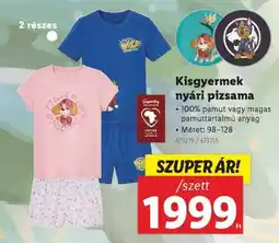 Lidl Kisgyermek nyári pizsama ajánlat