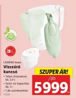 Lidl LIVARNO home Vízszűrő kancsó ajánlat