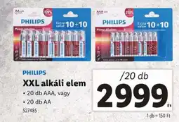 Lidl PHILIPS XXL alkáli elem ajánlat