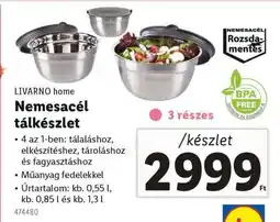 Lidl LIVARNO HOME Nemesacél tálkészlet ajánlat