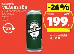 ALDI Karlskrone világos sör ajánlat