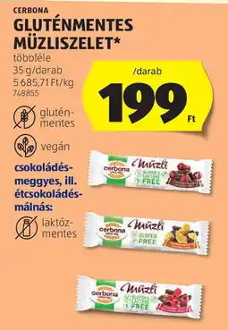 ALDI Cerbona gluténmentes müzliszelet ajánlat