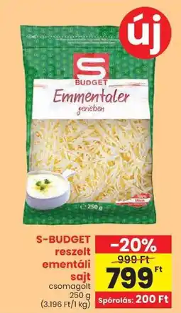 Spar S-BUDGET reszelt ementáli sajt ajánlat